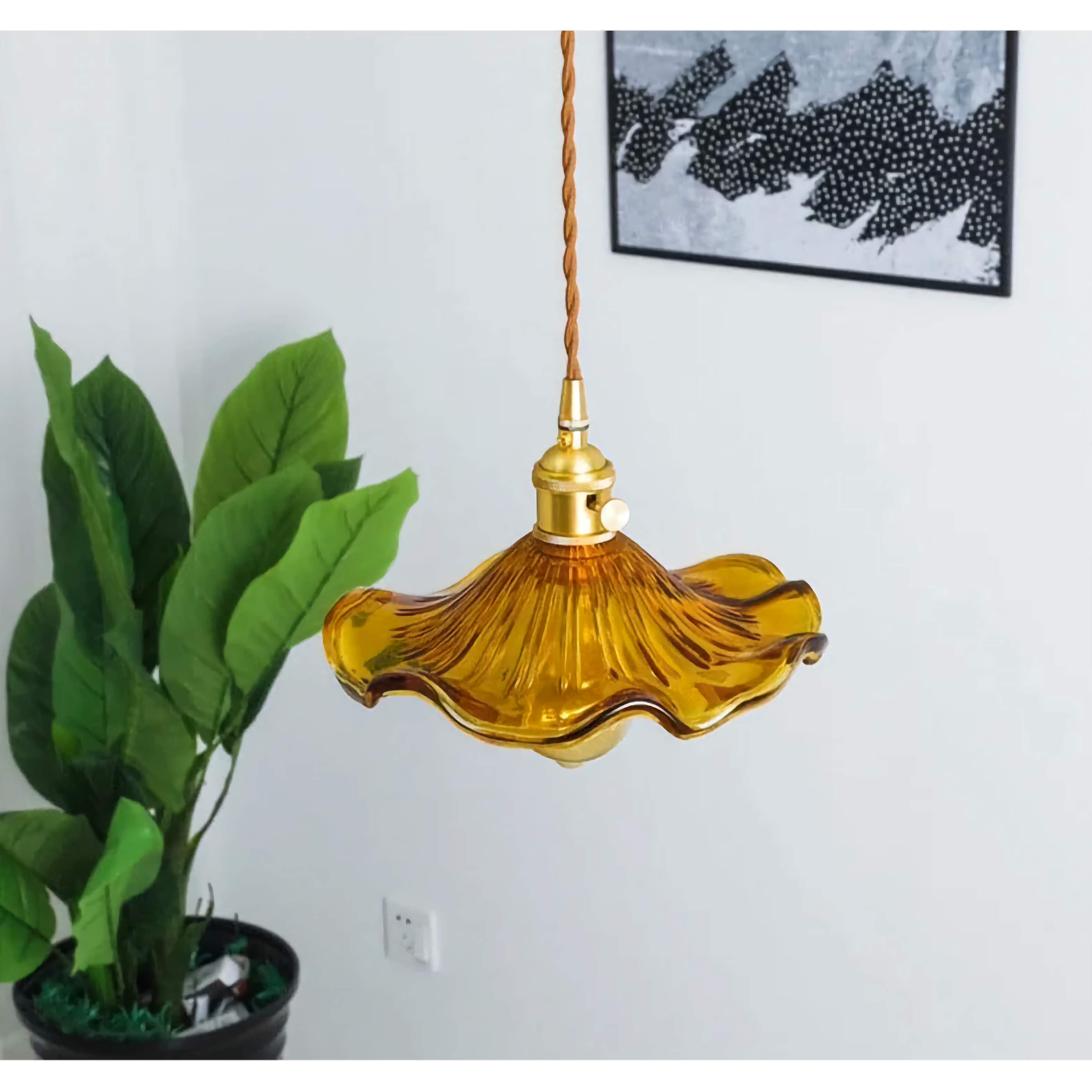 COLORFUL GLASS FLOWERS COPPER PENDANT LIGHTING | MARENO DESIGN CL743