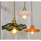 COLORFUL GLASS FLOWERS COPPER PENDANT LIGHTING | MARENO DESIGN CL743