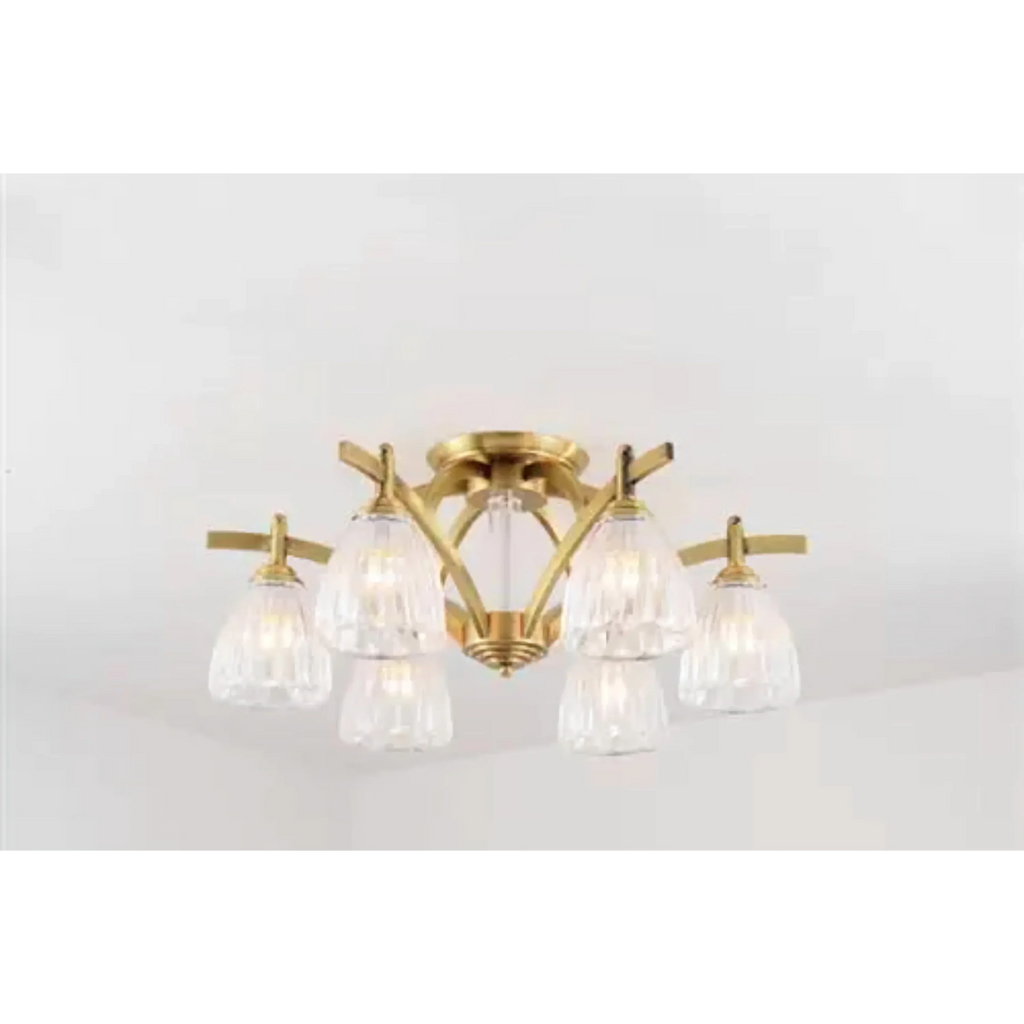 COPPER AND GLASS SEMI-FLUSH MOUNT CEILING LIGHT | DESIGN CLNN2200
