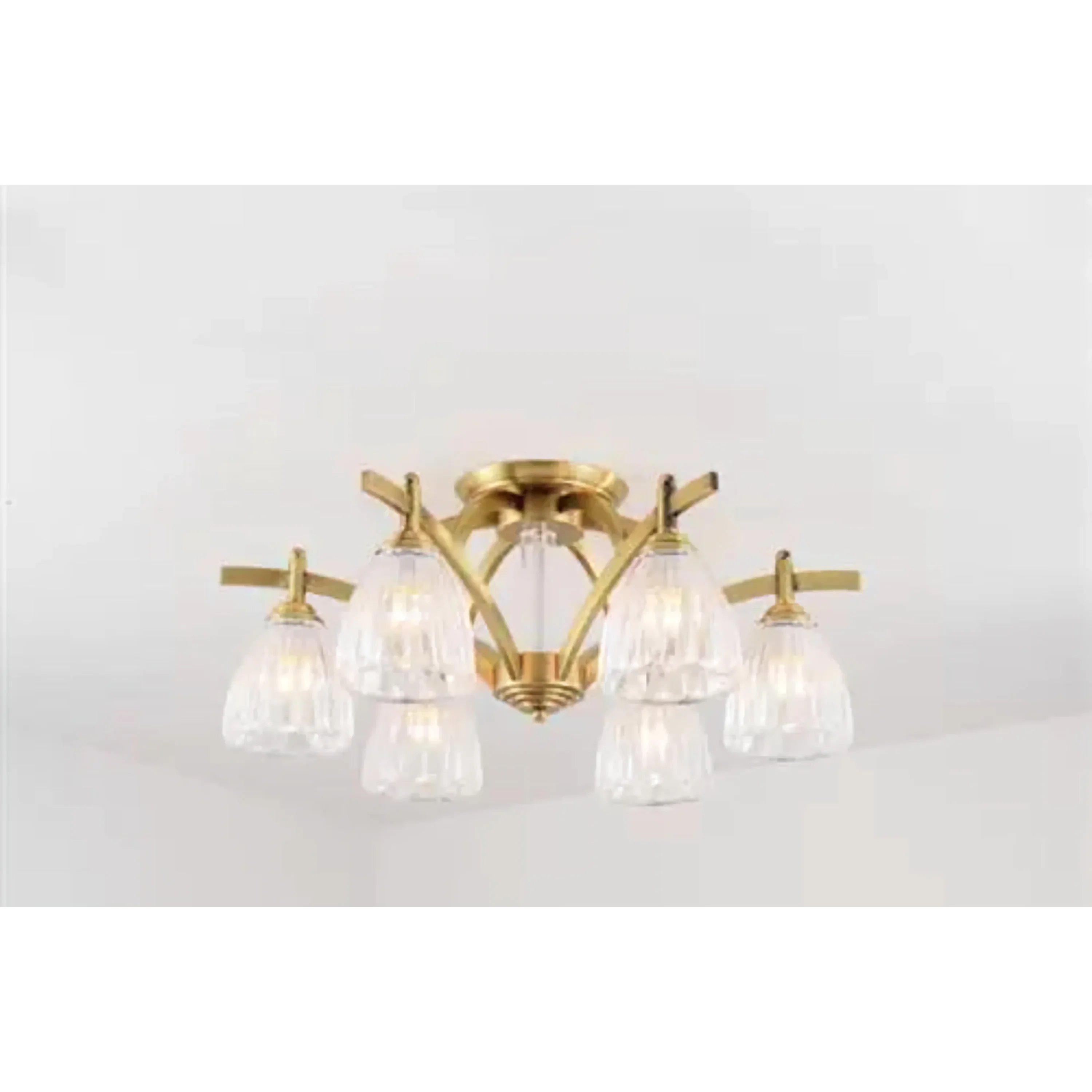 COPPER AND GLASS SEMI-FLUSH MOUNT CEILING LIGHT | DESIGN CLNN2200