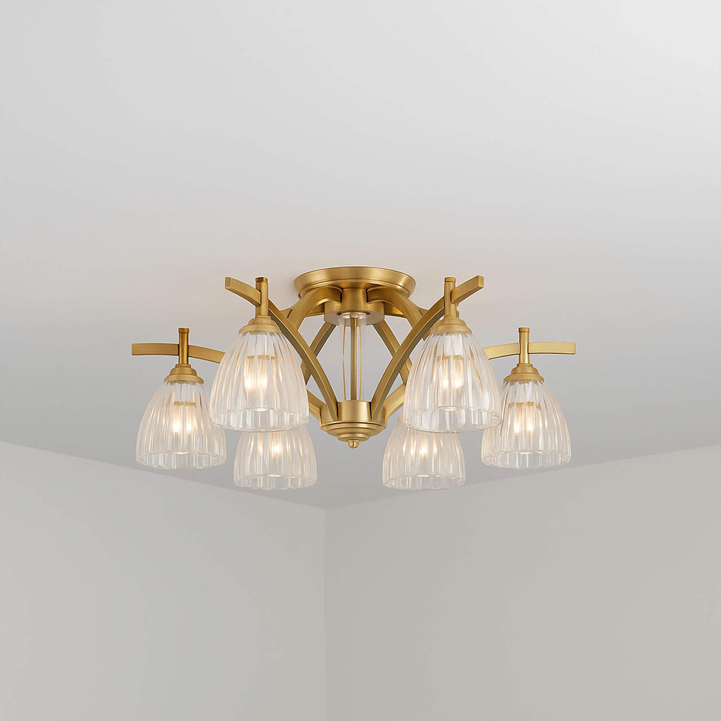 COPPER AND GLASS SEMI-FLUSH MOUNT CEILING LIGHT | DESIGN CLNN2200