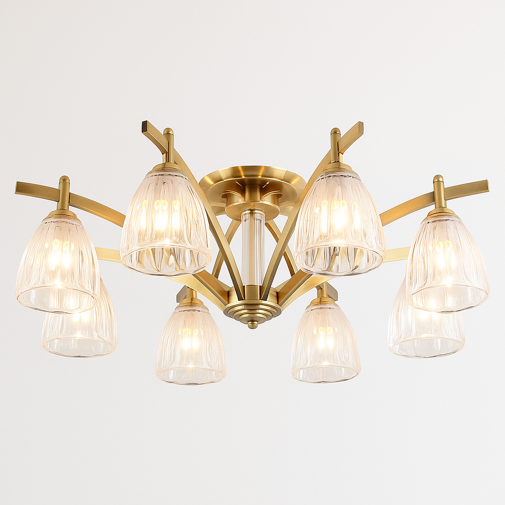 COPPER AND GLASS SEMI-FLUSH MOUNT CEILING LIGHT | DESIGN CLNN2200