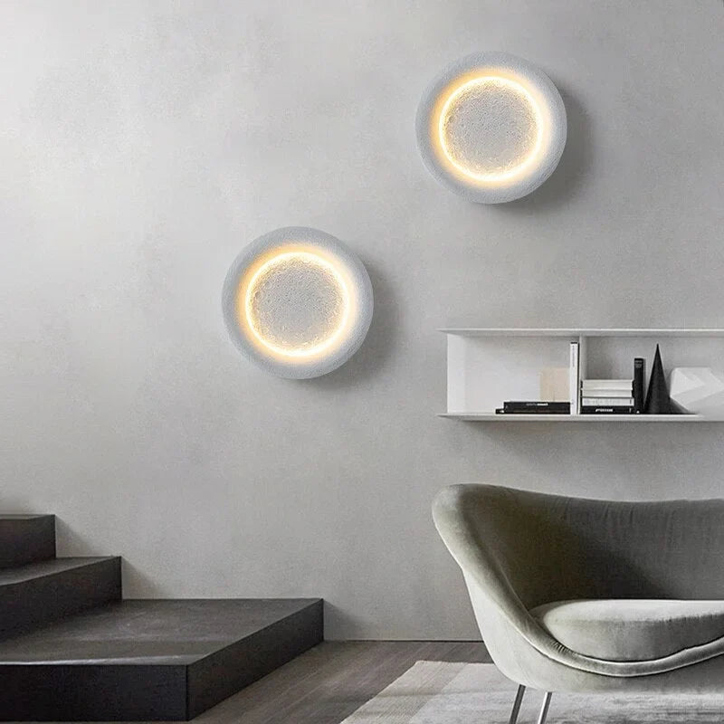 CREATIVE CERAMIC FULL MOON WALL LAMP