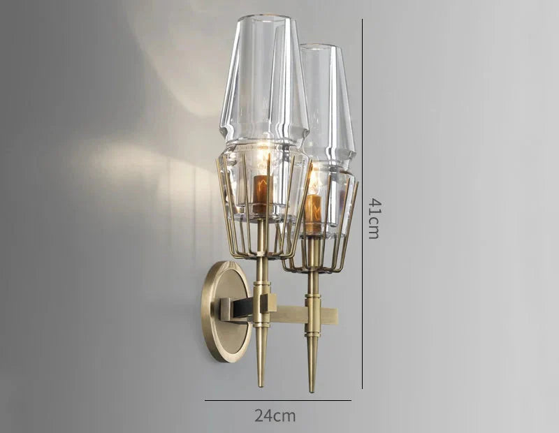 CRYSTAL Brass DOUBLE CANDLE WALL SCONCES | CLZA015B
