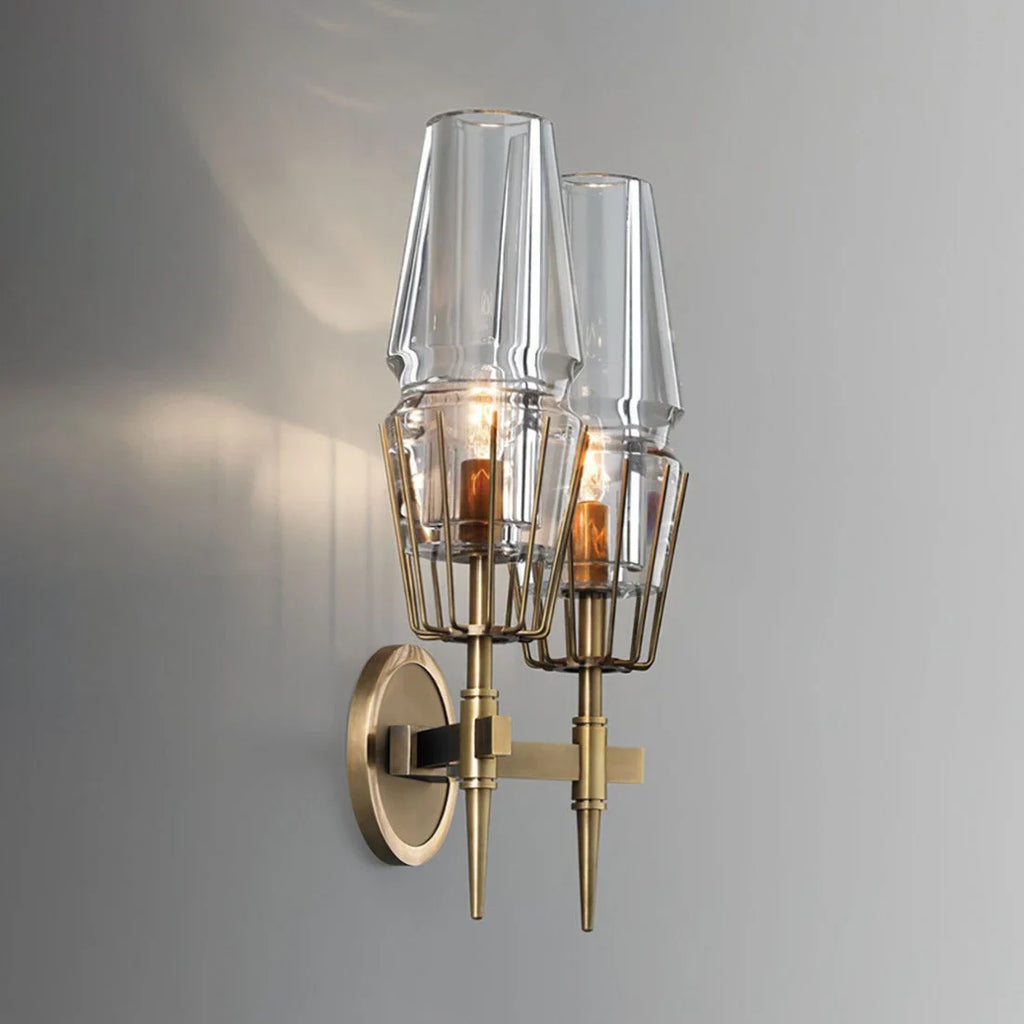 CRYSTAL Brass DOUBLE CANDLE WALL SCONCES | CLZA015B