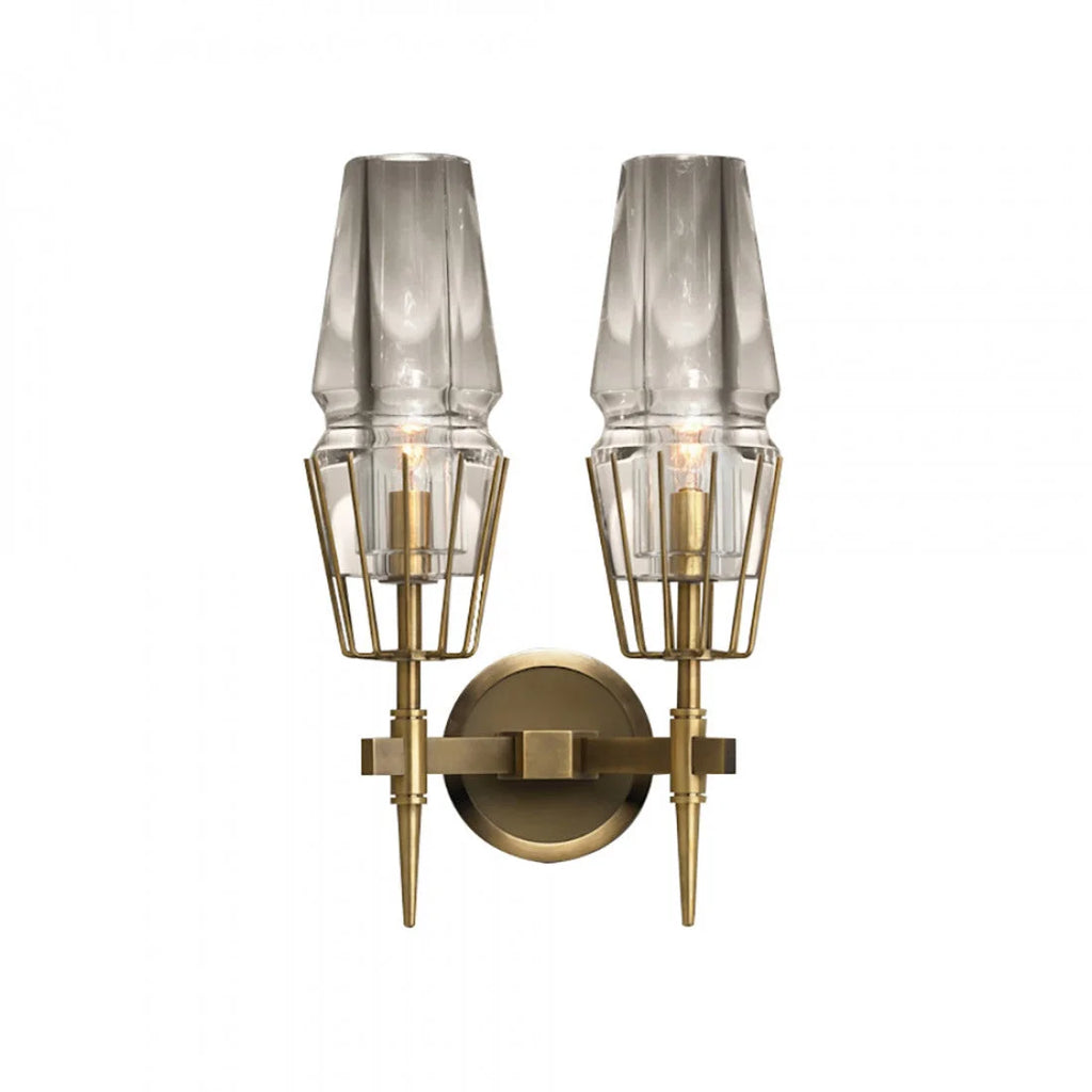 CRYSTAL Brass DOUBLE CANDLE WALL SCONCES | CLZA015B