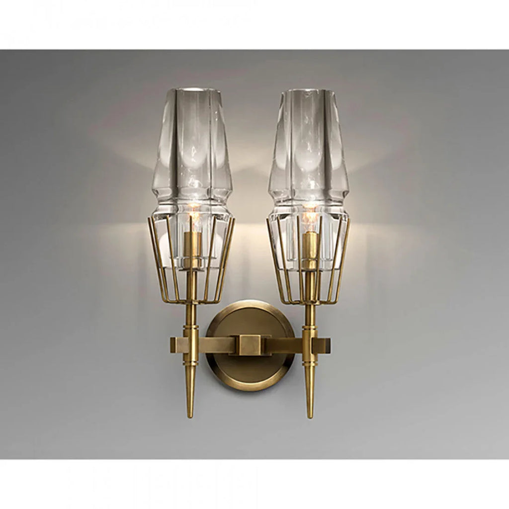 CRYSTAL Brass DOUBLE CANDLE WALL SCONCES | CLZA015B