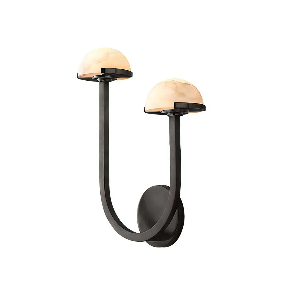 DOUBLE BLACK BRASS AND ALABASTER WALL SCONCES | CL0249CH