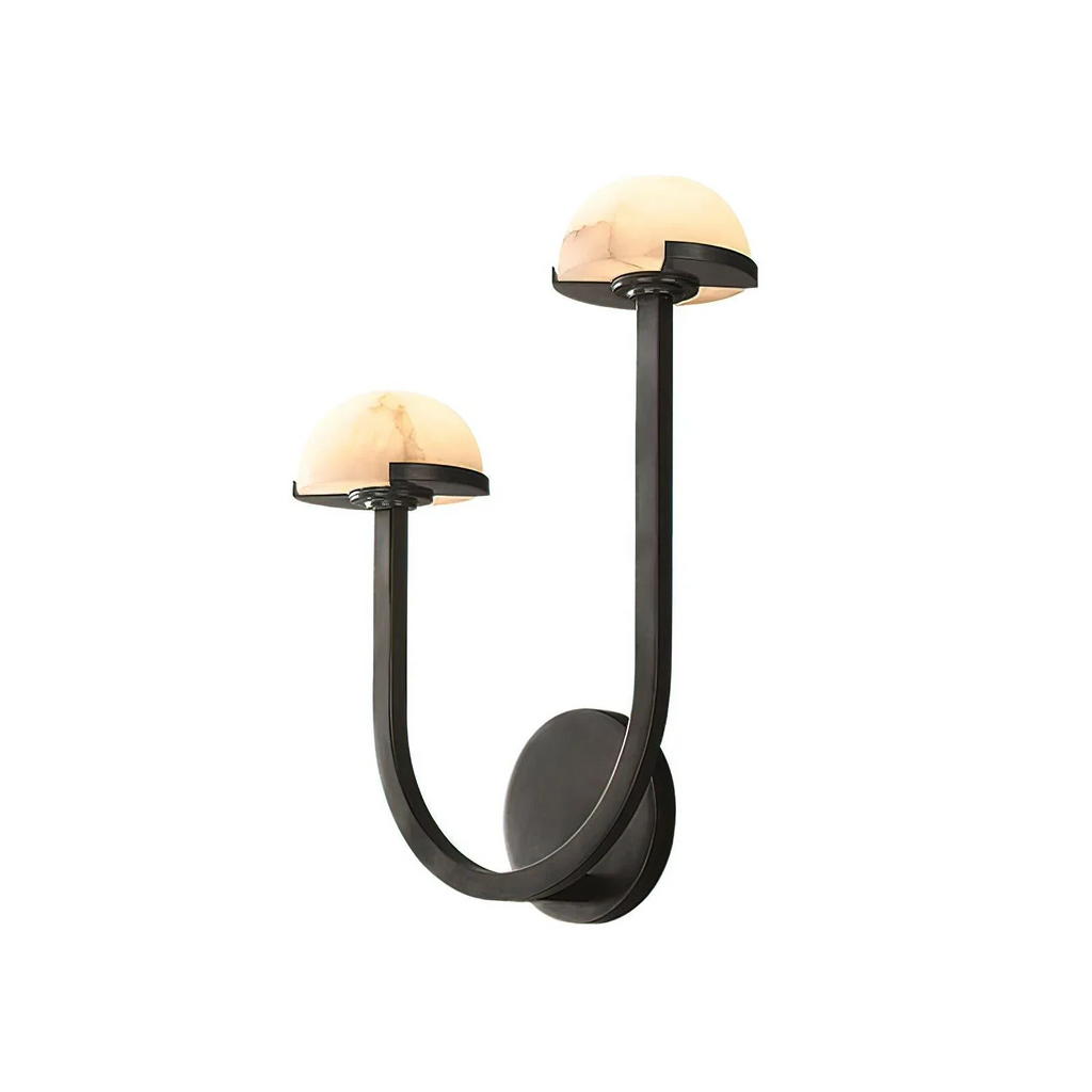 DOUBLE BLACK BRASS AND ALABASTER WALL SCONCES | CL0249CH