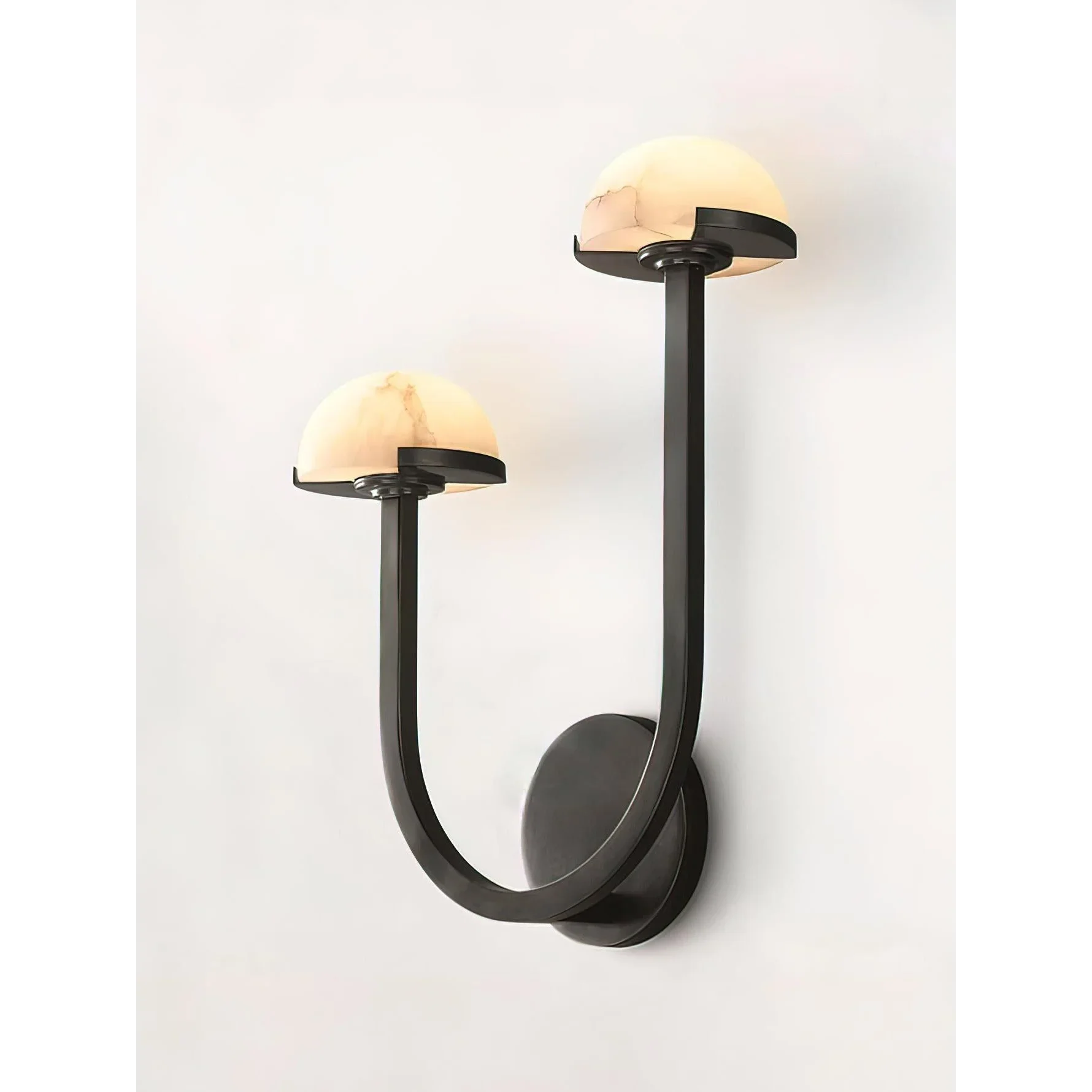 DOUBLE BLACK BRASS AND ALABASTER WALL SCONCES | CL0249CH
