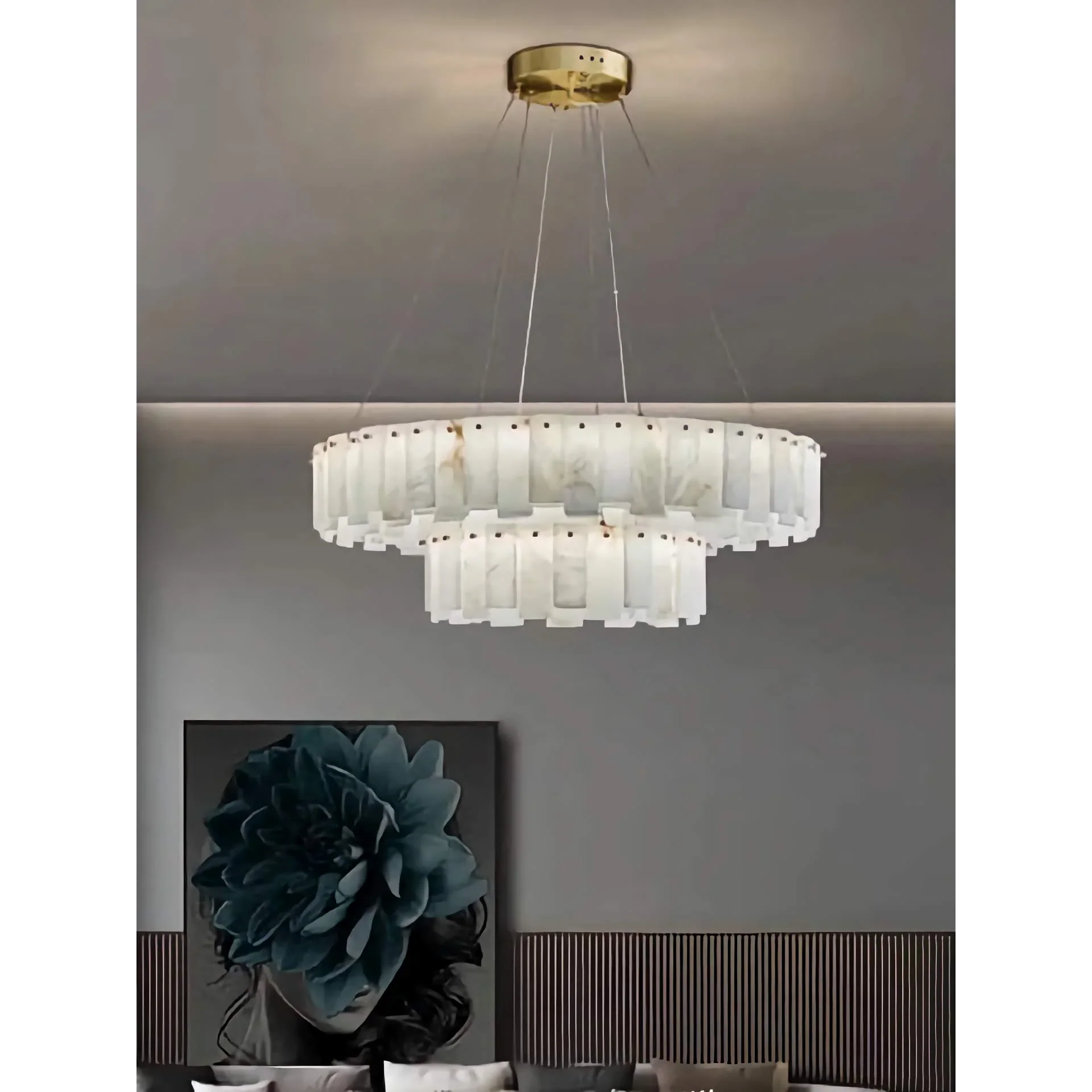 DOUBLE ROUND ALABASTER CHANDELIER | CLFRT05820