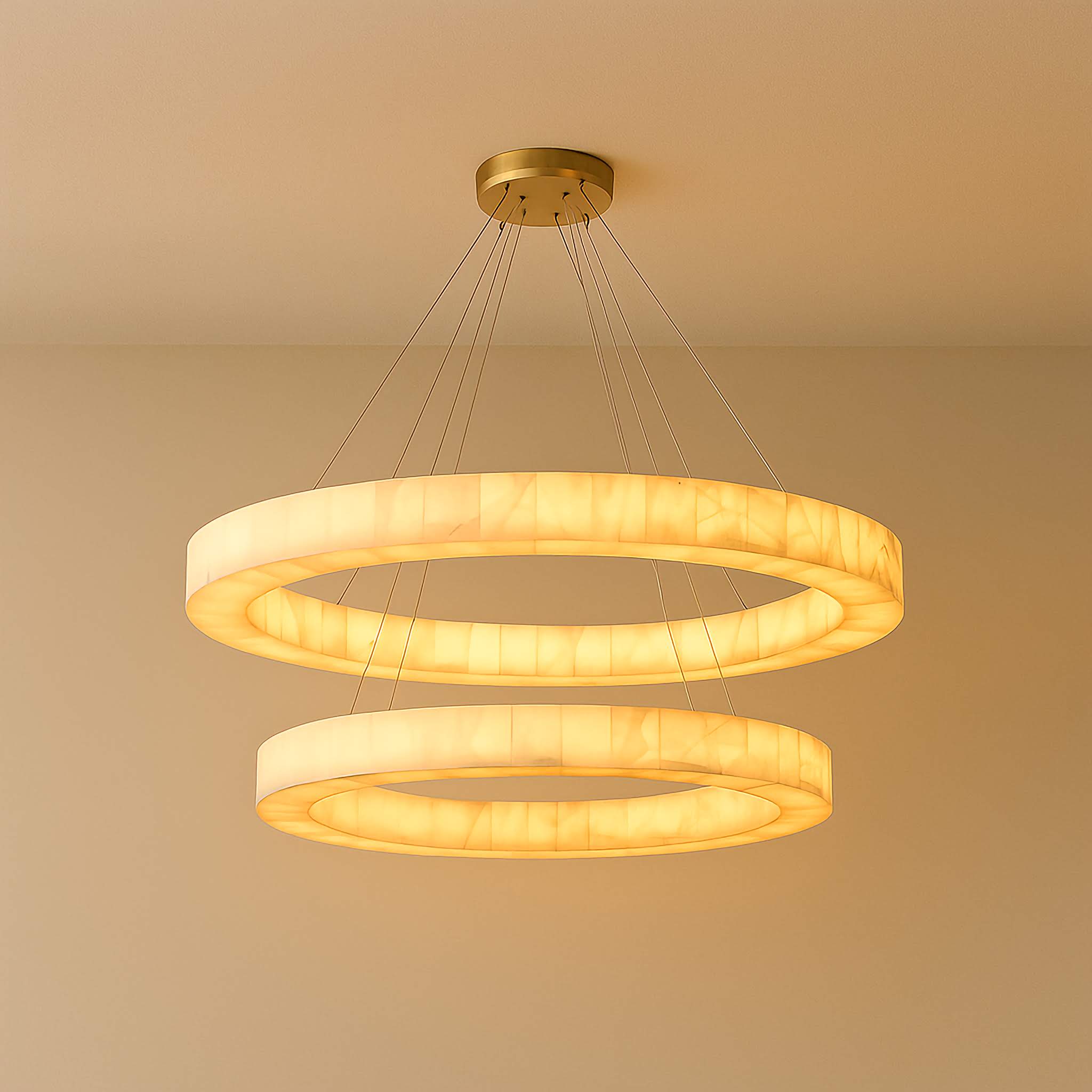 DOUBLE ROUND MARBLE CHANDELIER | CLVC0211