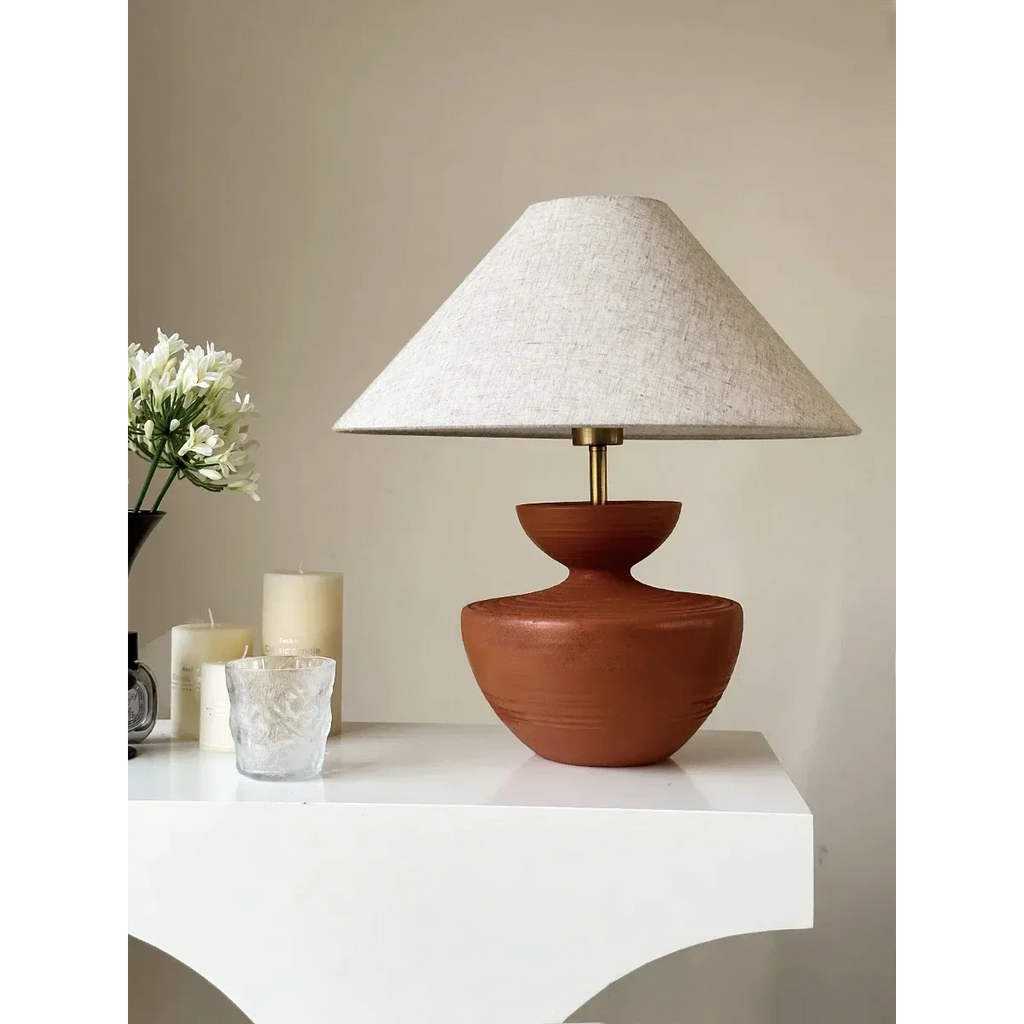 EARTH TONES CERAMIC-PAINTED TABLE LAMP