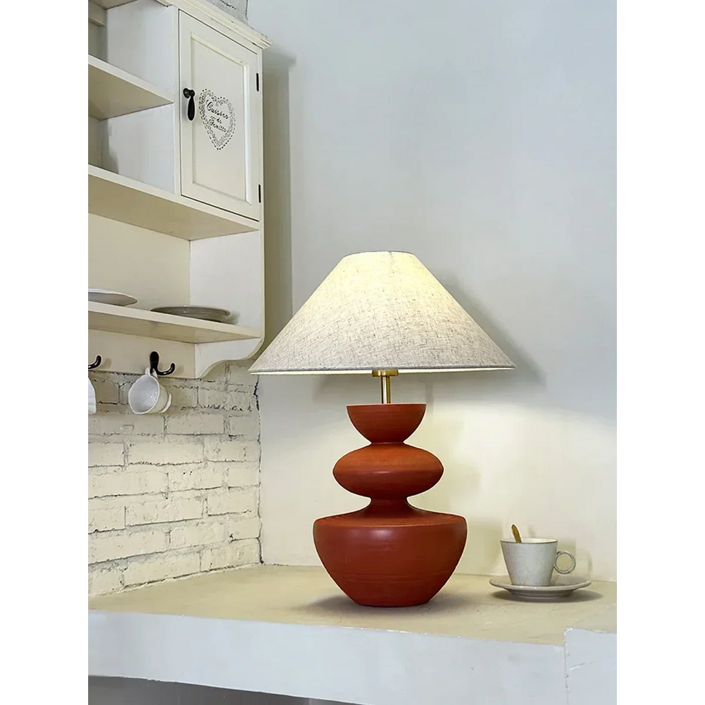 EARTH TONES CERAMIC-PAINTED TABLE LAMP