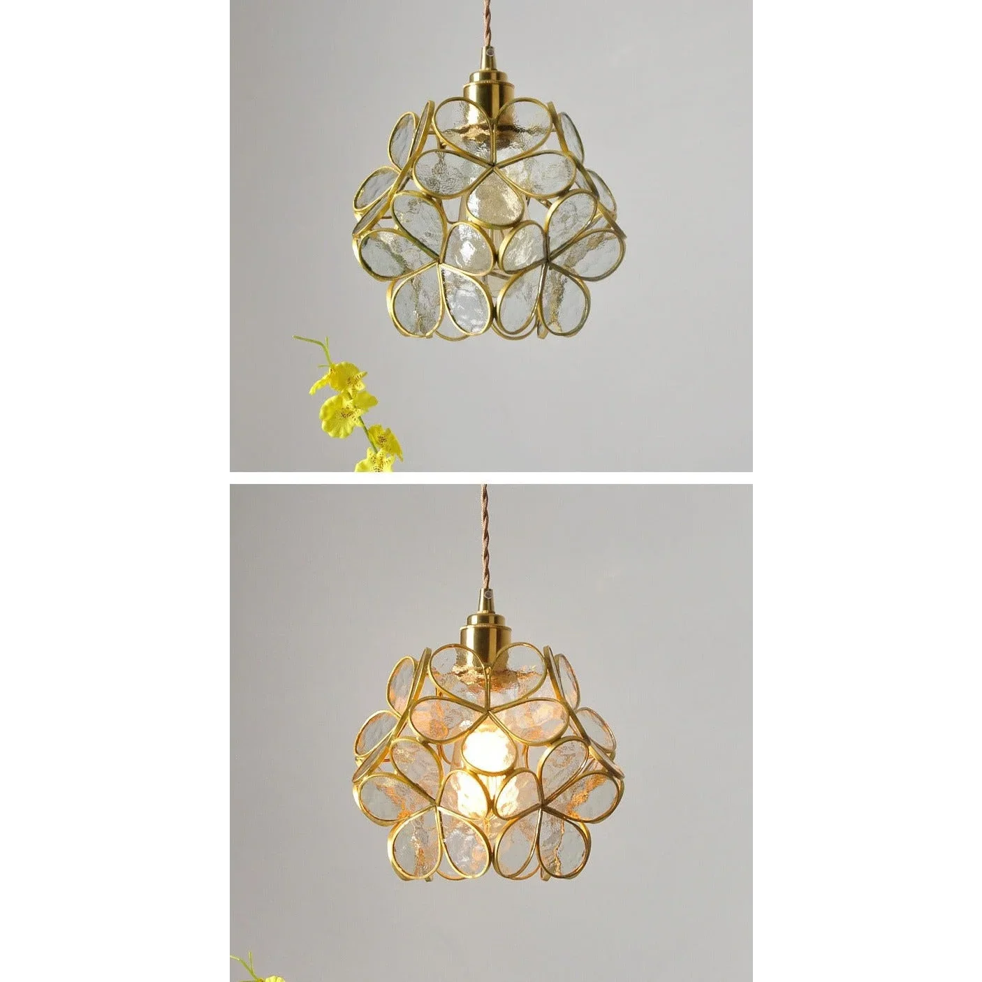 FLOWER GLASS COPPER PENDANT LIGHTING