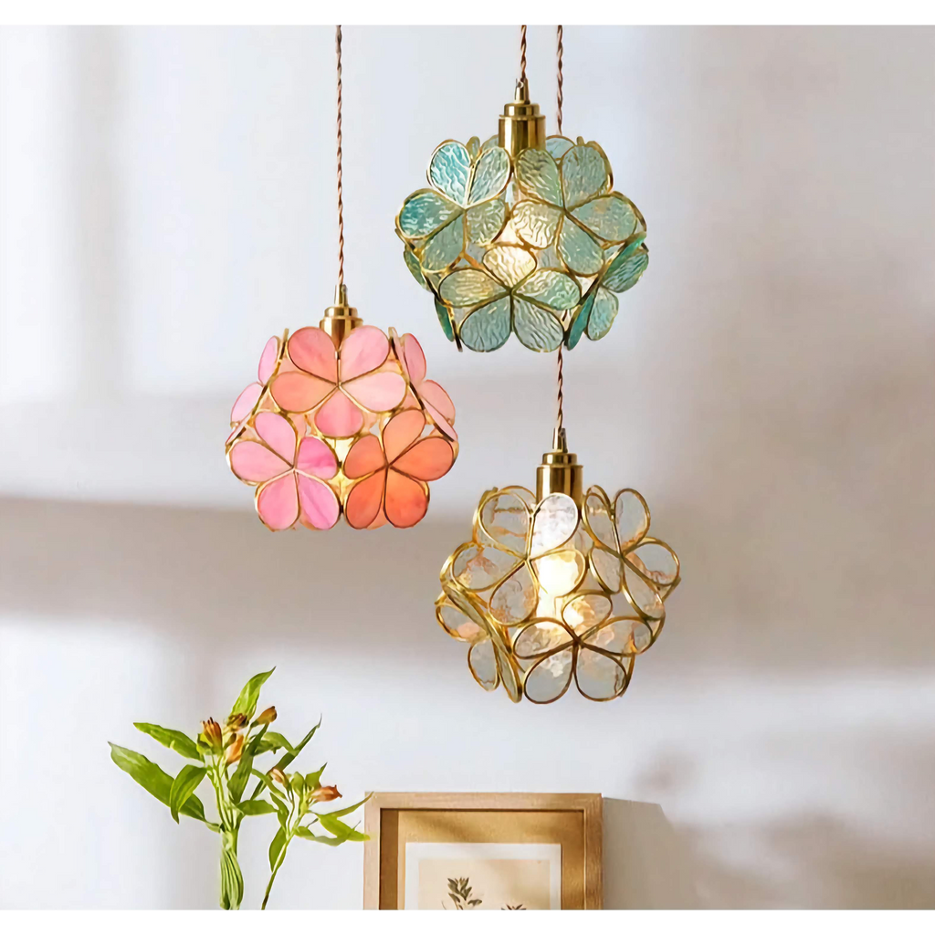 FLOWER GLASS COPPER PENDANT LIGHTING