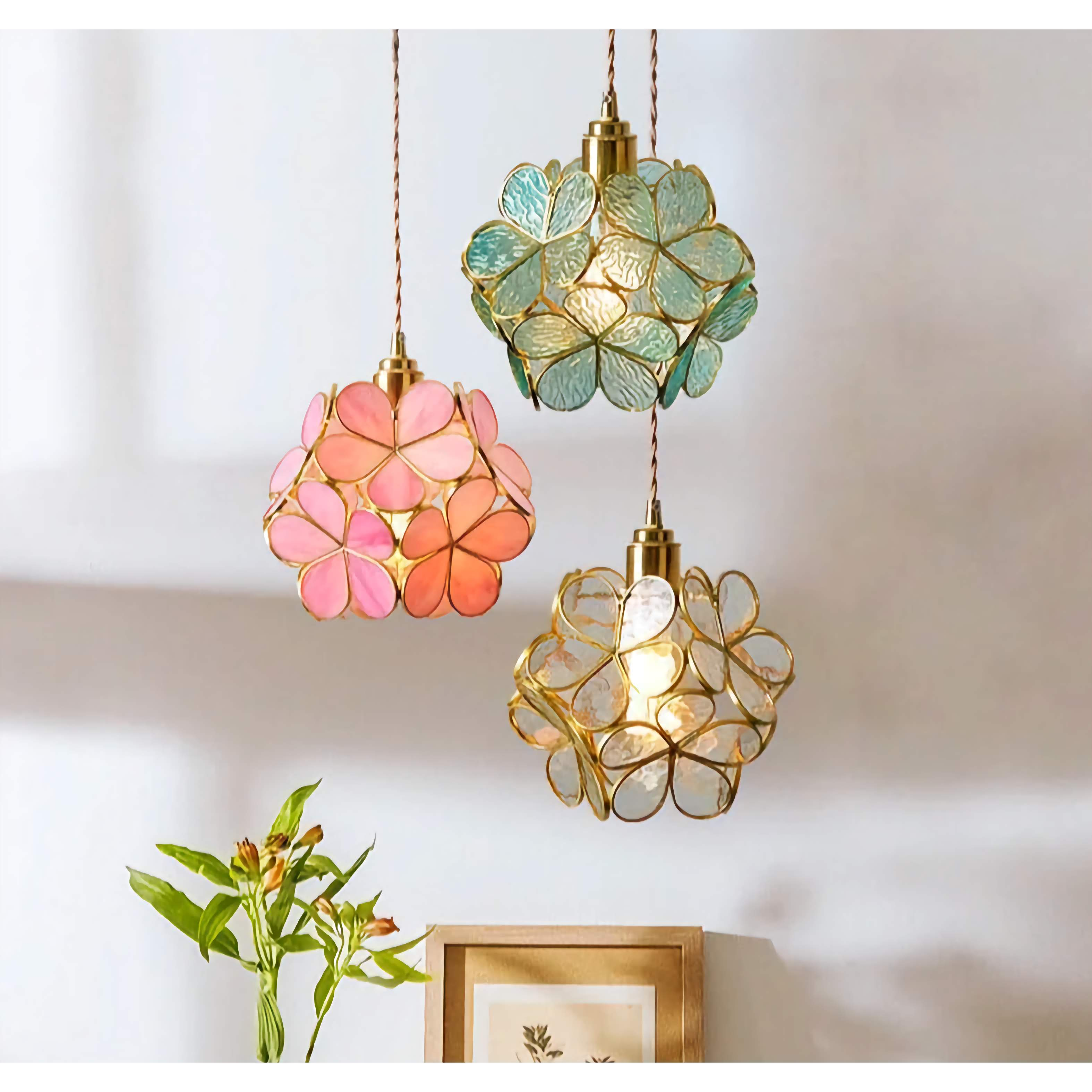 FLOWER GLASS COPPER PENDANT LIGHTING