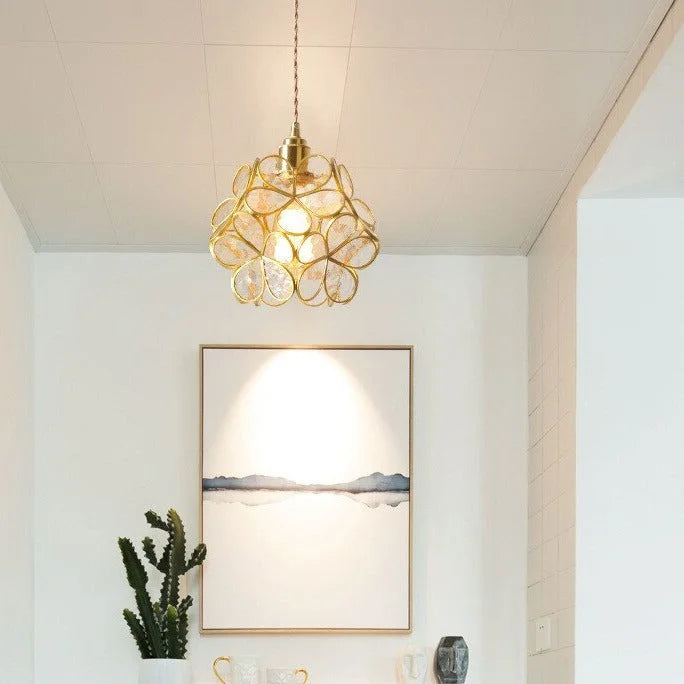 FLOWER GLASS COPPER PENDANT LIGHTING