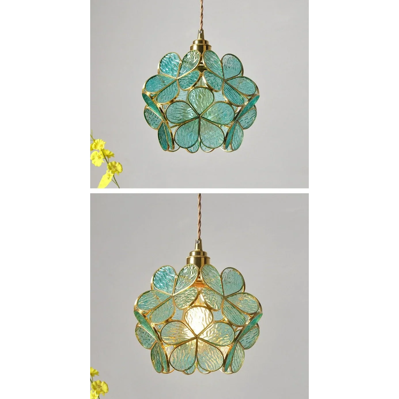 FLOWER GLASS COPPER PENDANT LIGHTING