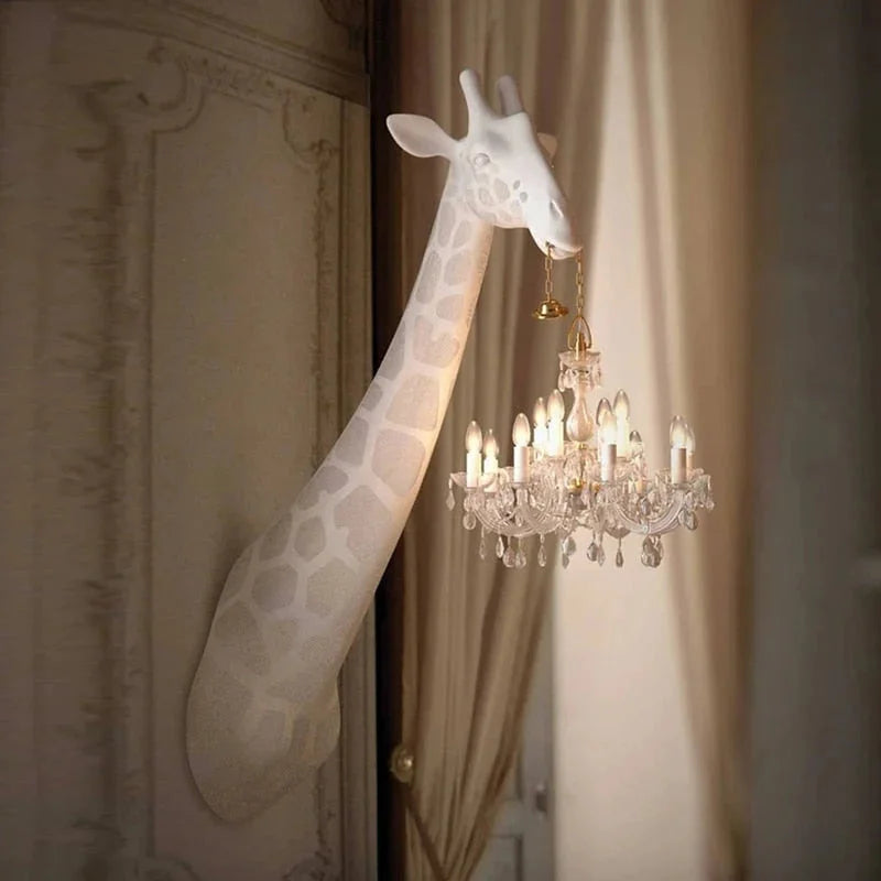 GIRAFFE WALL LAMP WITH CRYSTAL MARY THERESE CHANDELIER