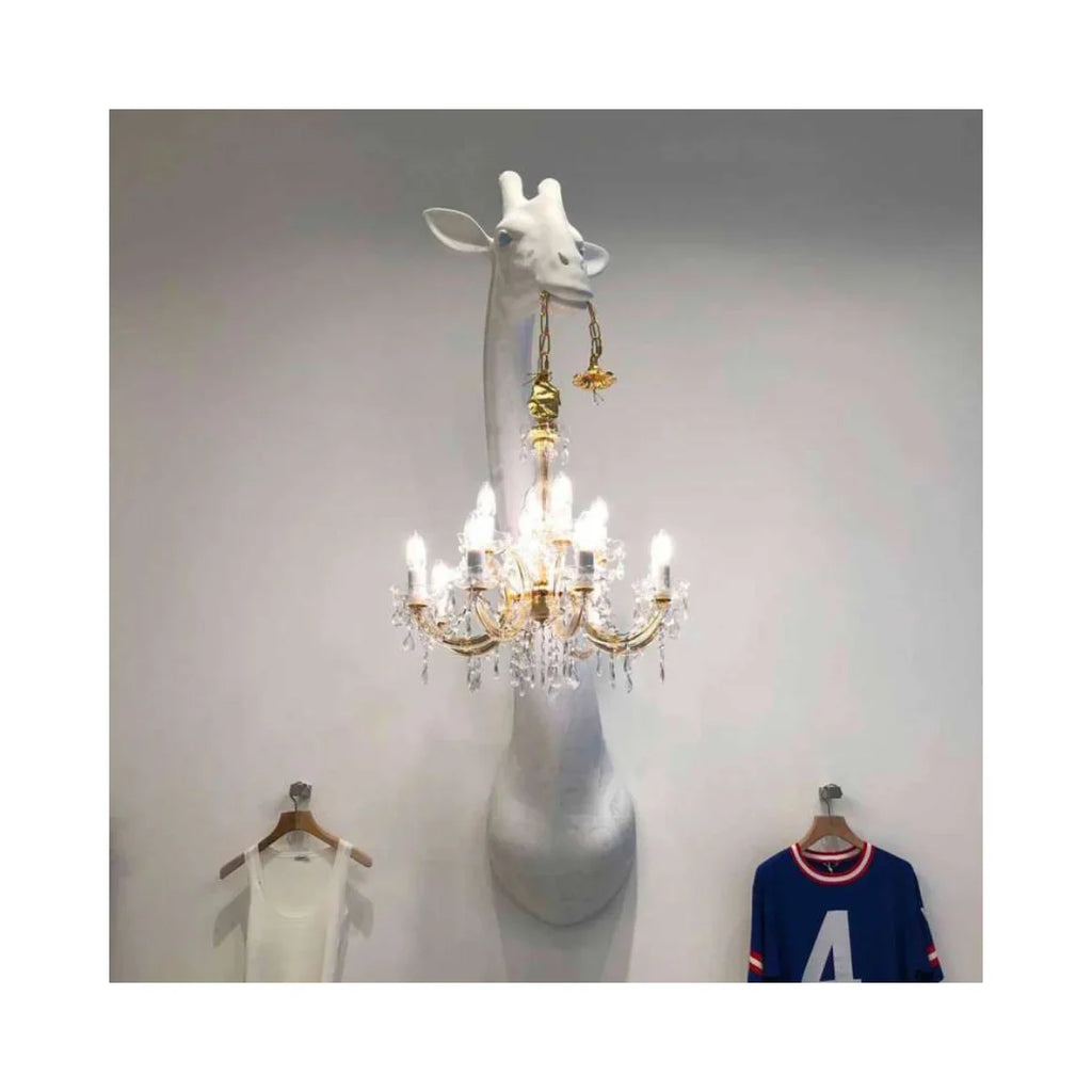 GIRAFFE WALL LAMP WITH CRYSTAL MARY THERESE CHANDELIER