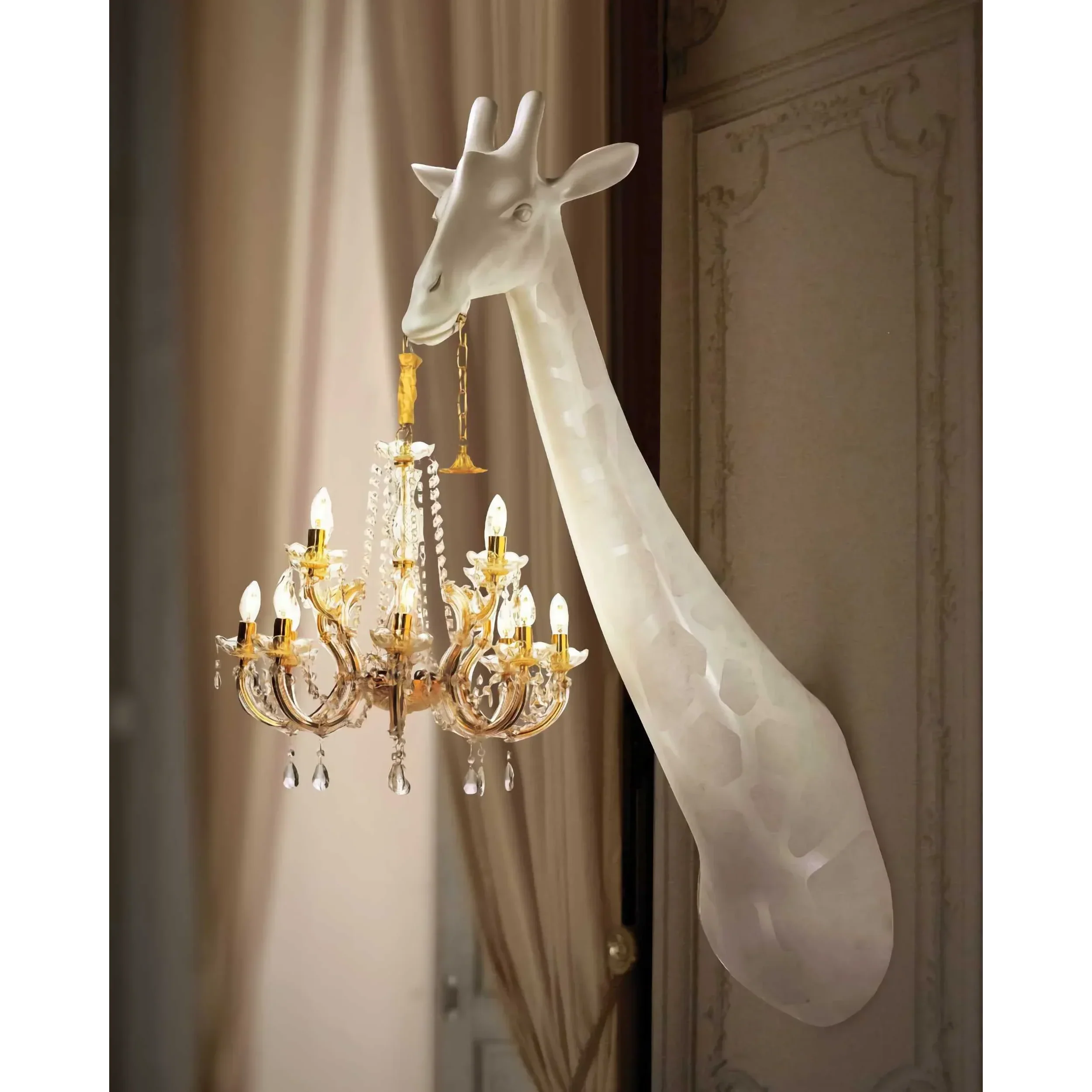 GIRAFFE WALL LAMP WITH CRYSTAL MARY THERESE CHANDELIER