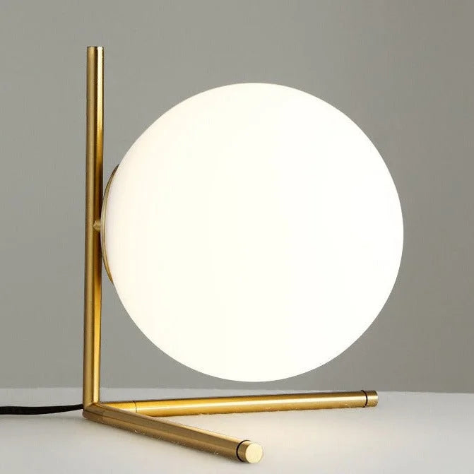 GLASS BALL TABLE LAMP WITH GOLD BASE