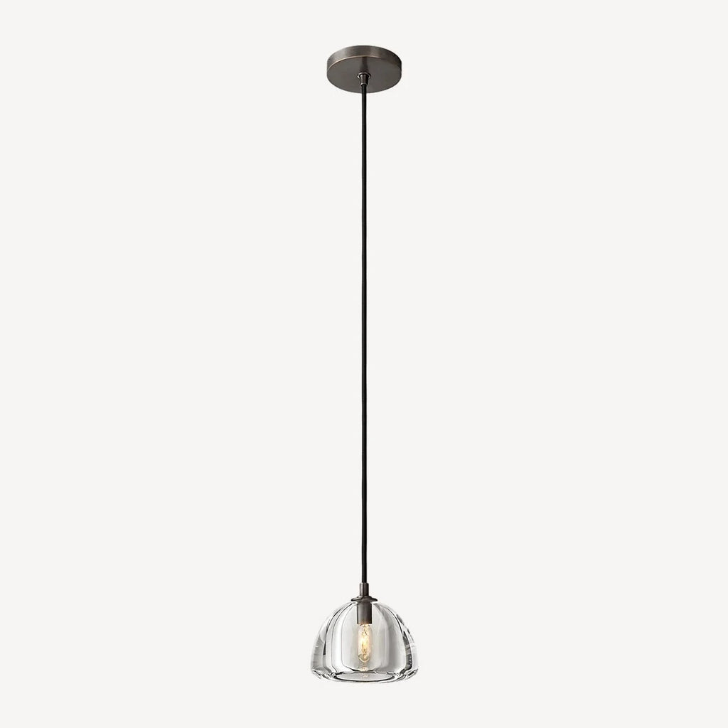 GLASS PENDANT LIGHT WITH BRASS ACCENTS | CLH854W