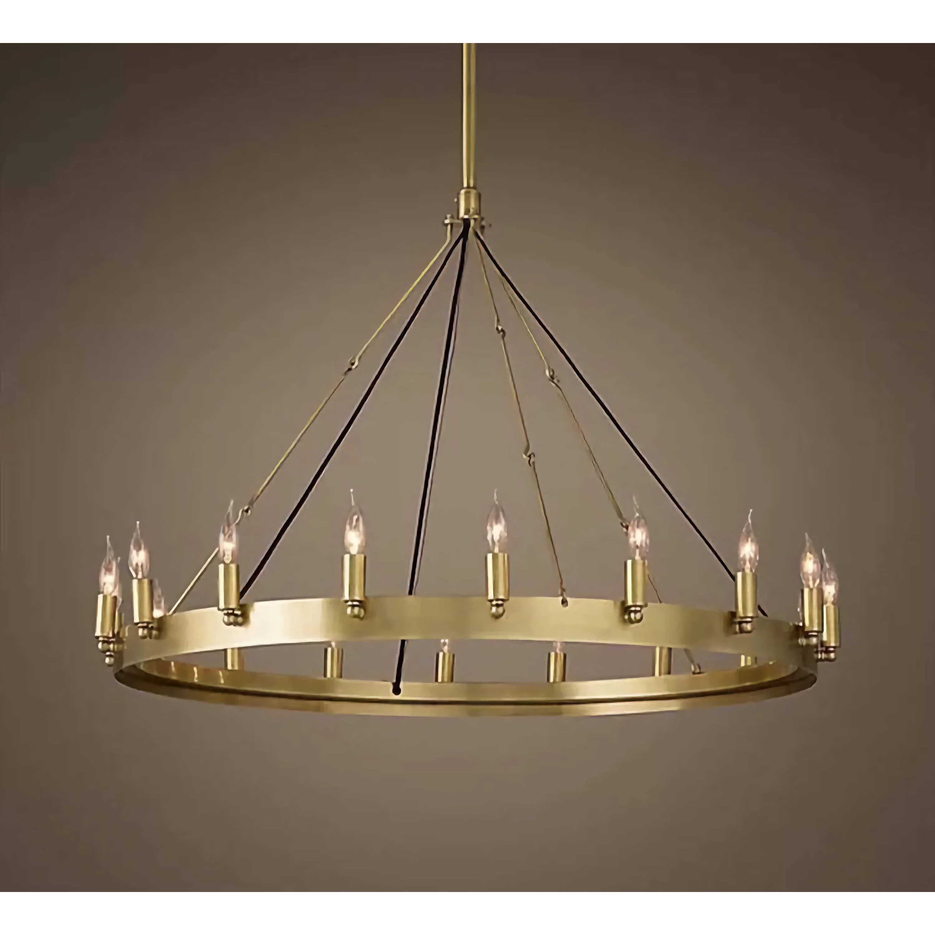 GOLD ANTIQUE BRASS CANDELABRA RING CHANDELIER