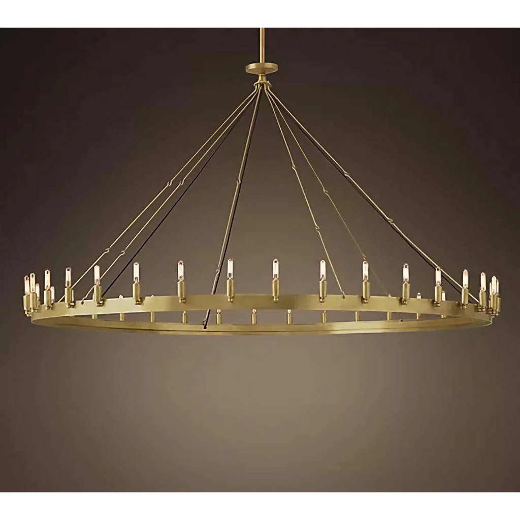 GOLD ANTIQUE BRASS CANDELABRA RING CHANDELIER