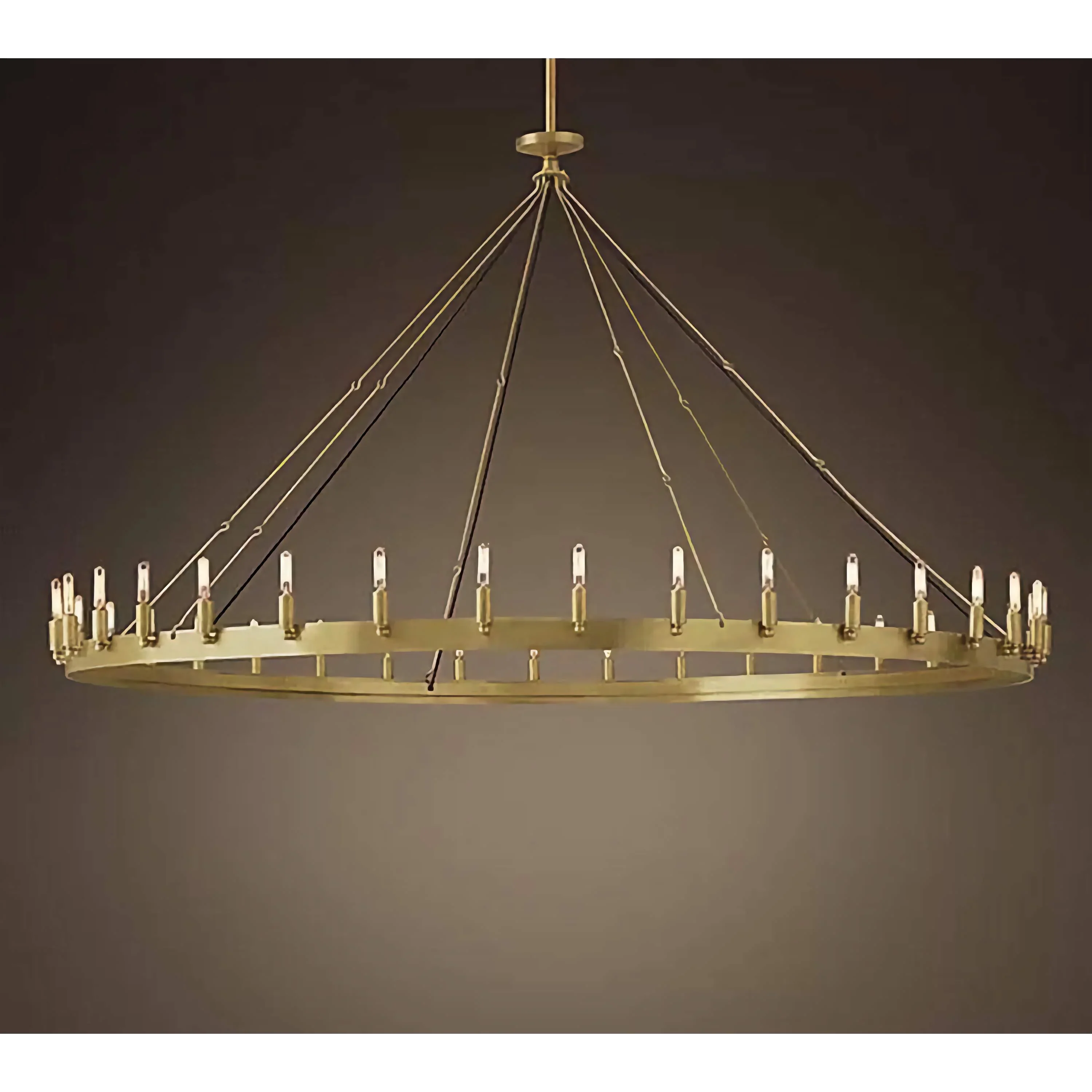 GOLD ANTIQUE BRASS CANDELABRA RING CHANDELIER