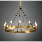 GOLD ANTIQUE BRASS CANDELABRA RING CHANDELIER