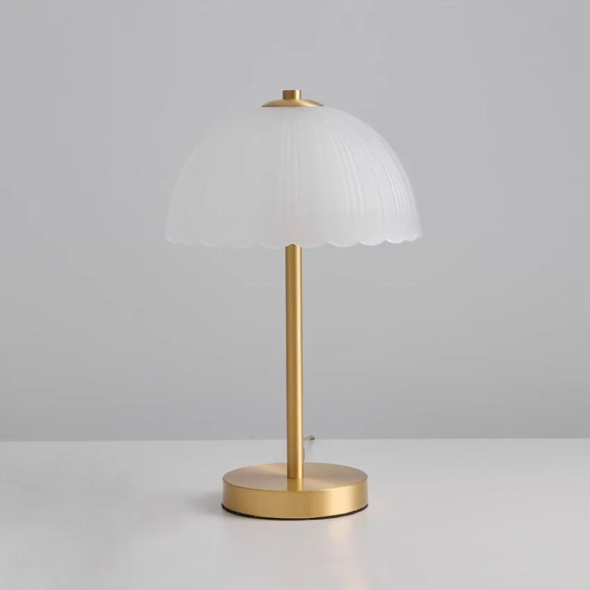 GOLD AND FROSTED GLASS MUSHROOM TABLE LAMP