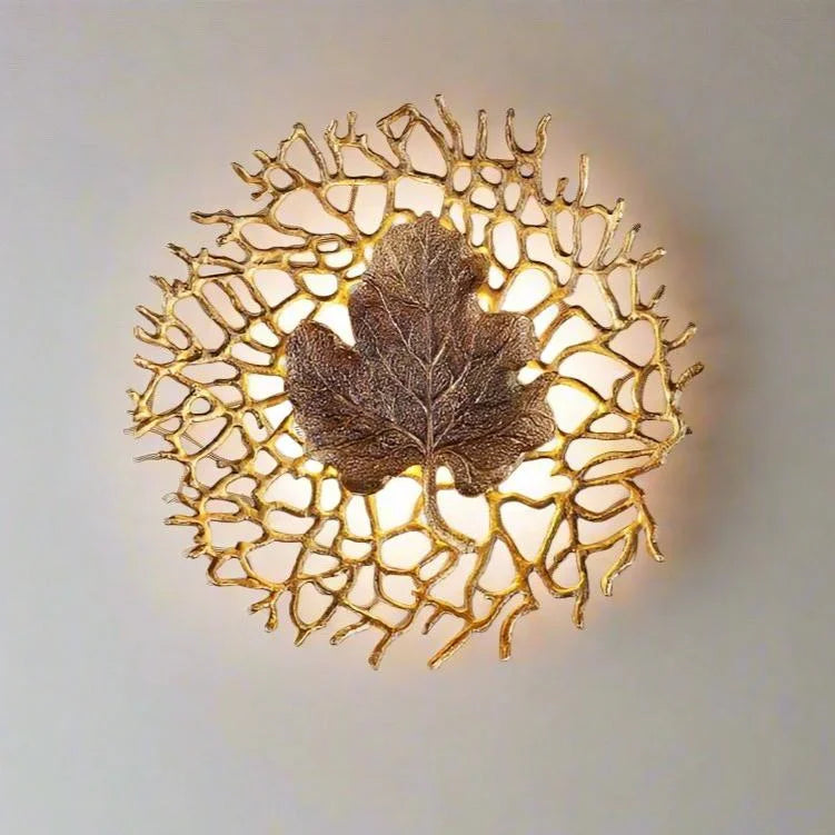 GOLD LEAF DECORATIVE WALL SCONCE | DESIGN CLVE025
