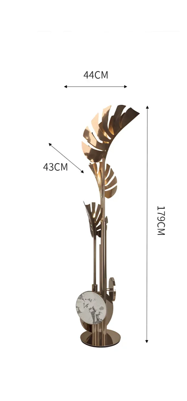 GOLD LEAF MARBLE FLOOR LAMP | CLTAD0196