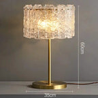 GOLD TABLE LAMP WITH TEXTURED GLASS SHADE