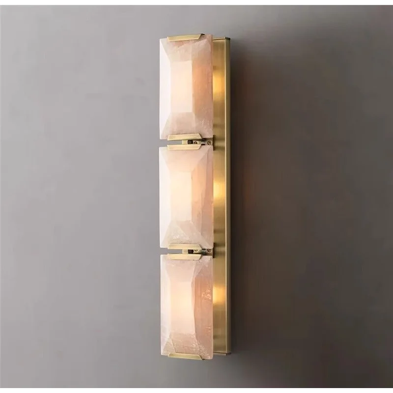 GOLD TRIPLE CALCITE WALL SCONCES | CLUG03