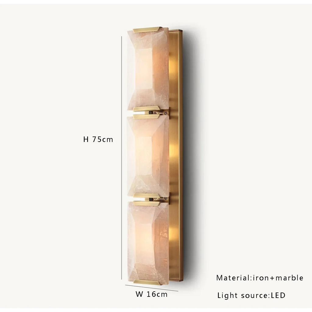 GOLD TRIPLE CALCITE WALL SCONCES | CLUG03