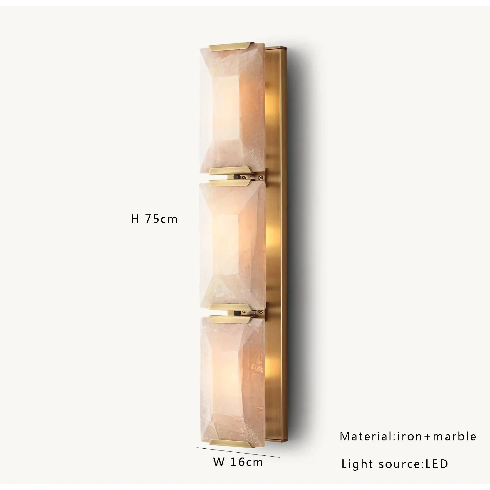 GOLD TRIPLE CALCITE WALL SCONCES | CLUG03