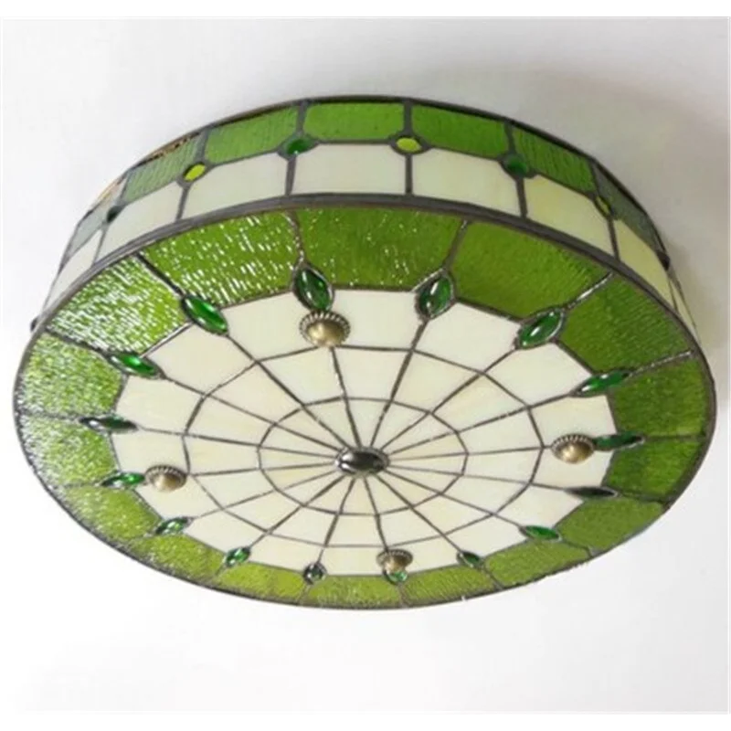 GREEN TIFFANY-STYLE CEILING LAMPS