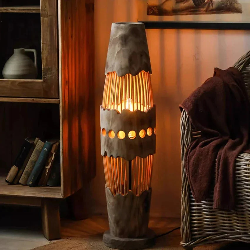 HANDCRAFTED JAPANESE-STYLE WOOD FLOOR LAMP | DESIGN 8520147DR