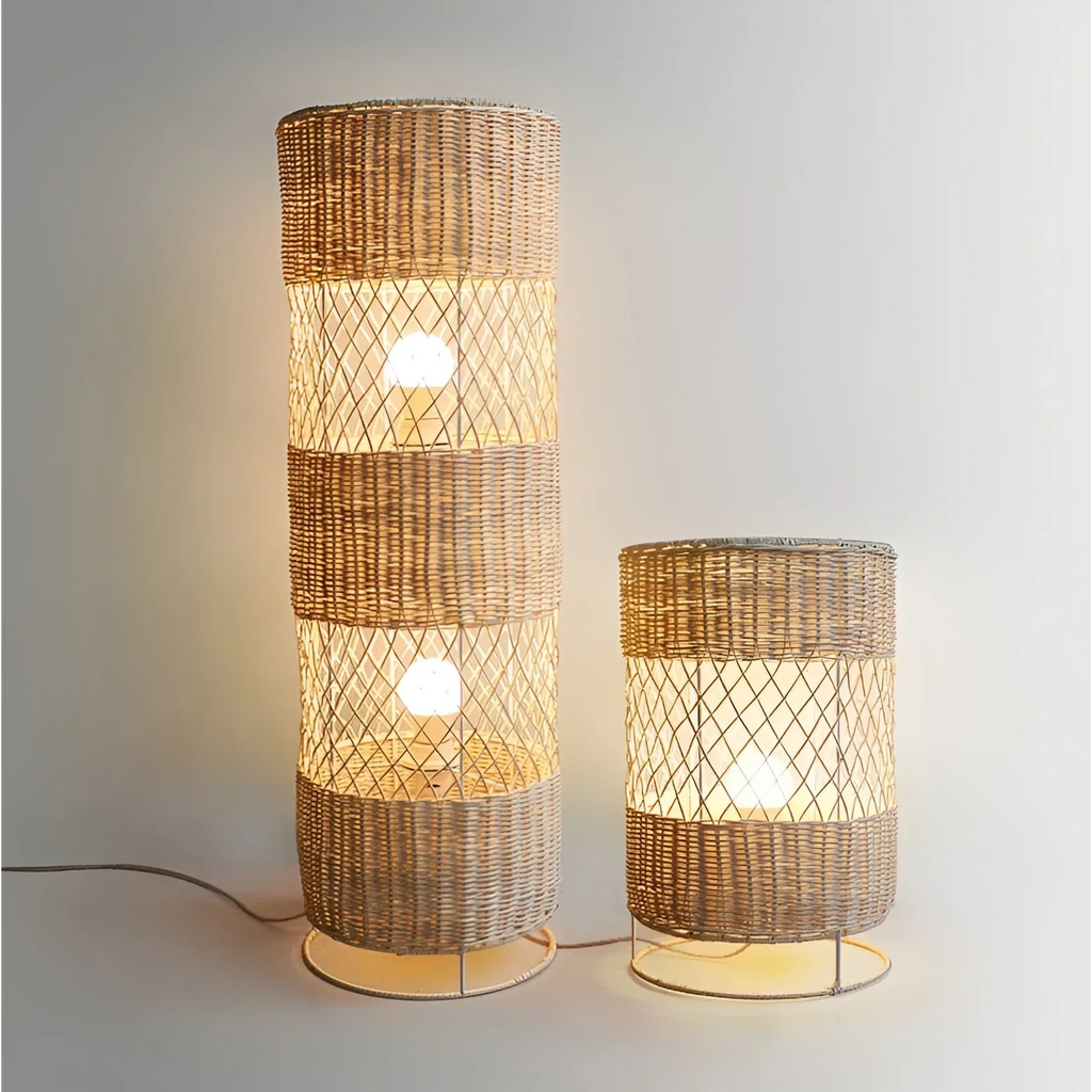 HANDCRAFTED RATTAN LAMP COLLECTION : TABLE & FLOOR LAMP