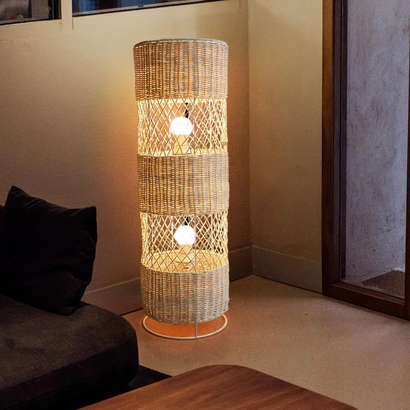 HANDCRAFTED RATTAN LAMP COLLECTION : TABLE & FLOOR LAMP