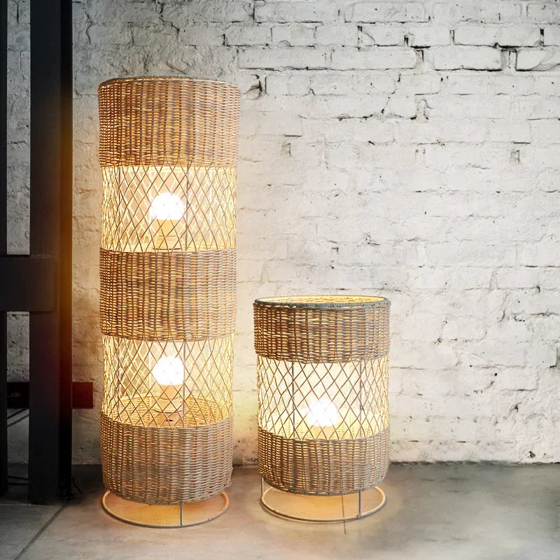 HANDCRAFTED RATTAN LAMP COLLECTION : TABLE & FLOOR LAMP