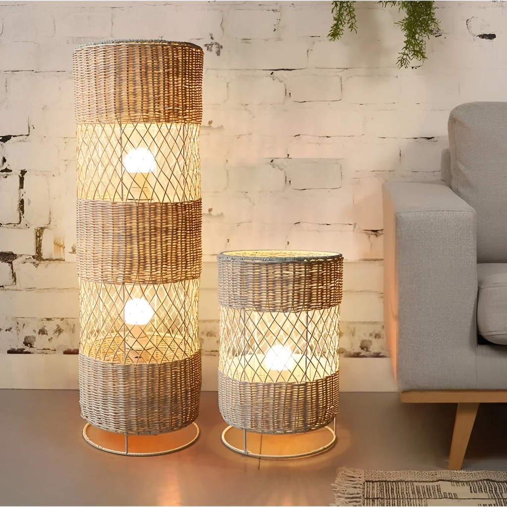 HANDCRAFTED RATTAN LAMP COLLECTION : TABLE & FLOOR LAMP