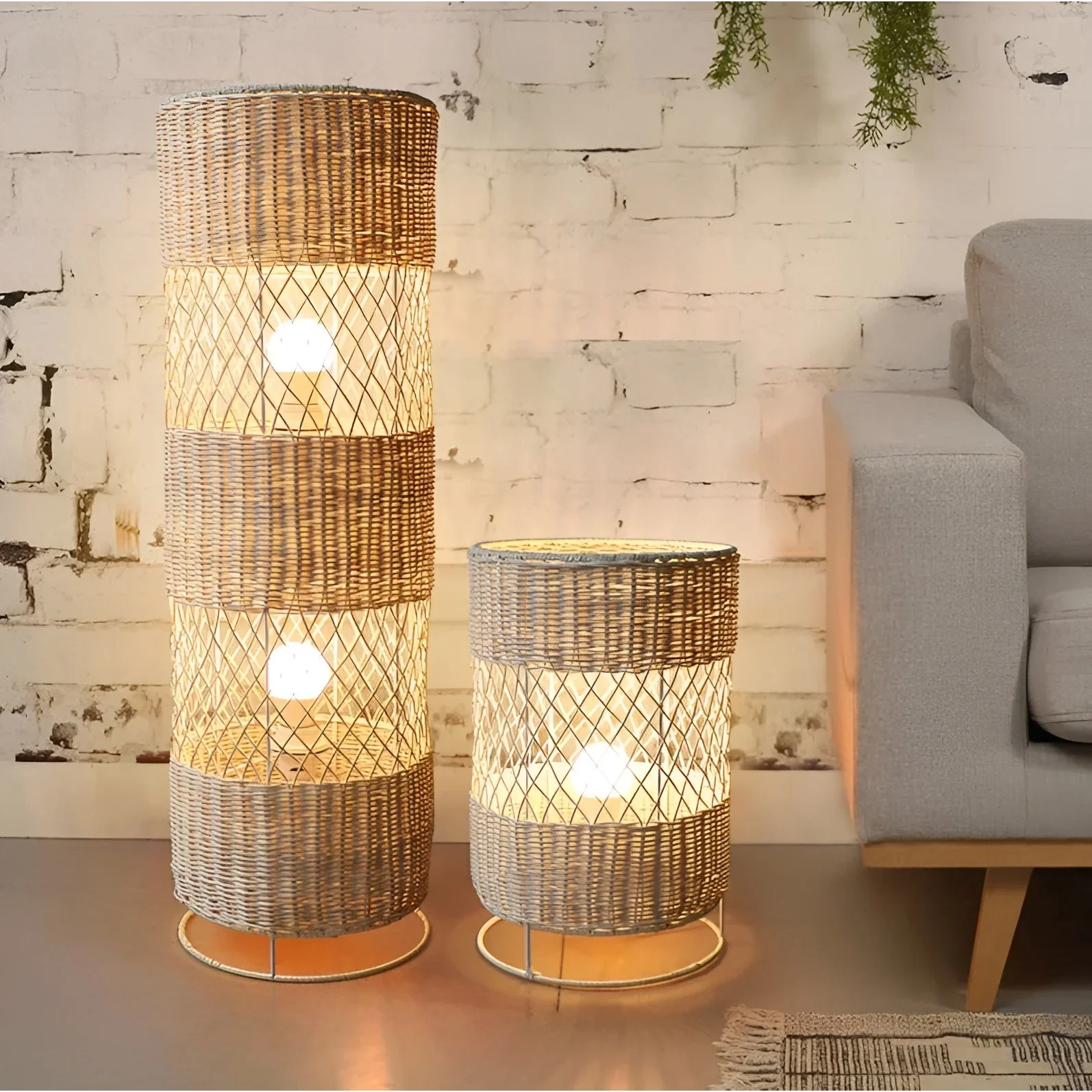 HANDCRAFTED RATTAN LAMP COLLECTION : TABLE & FLOOR LAMP