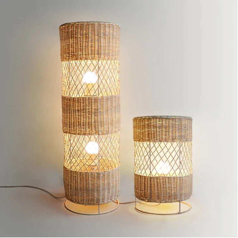 HANDCRAFTED RATTAN LAMP COLLECTION : TABLE & FLOOR LAMP