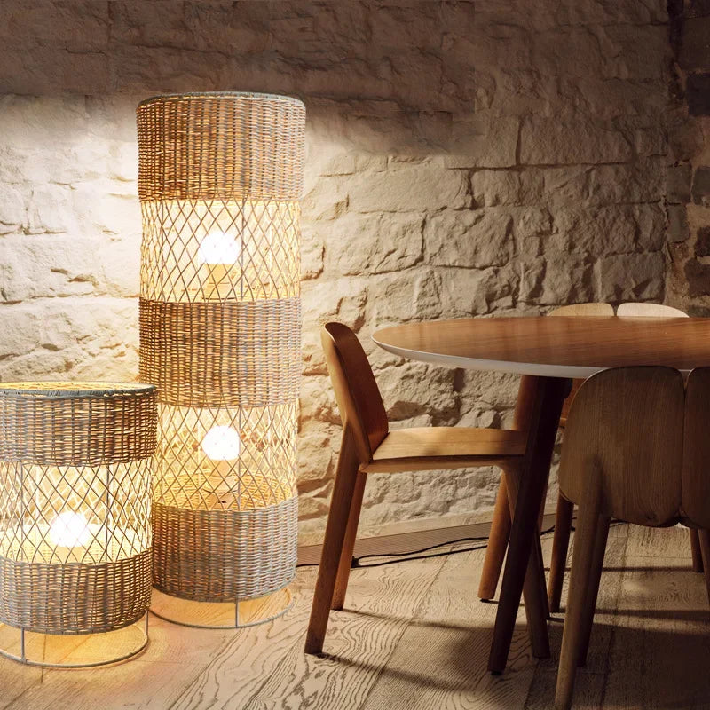 HANDCRAFTED RATTAN LAMP COLLECTION : TABLE & FLOOR LAMP
