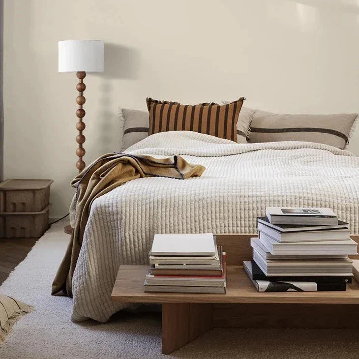 JAPANDI WOOD LINEN FLOOR LAMP SIRMIONE SERIES | TABLE & FLOOR LAMP