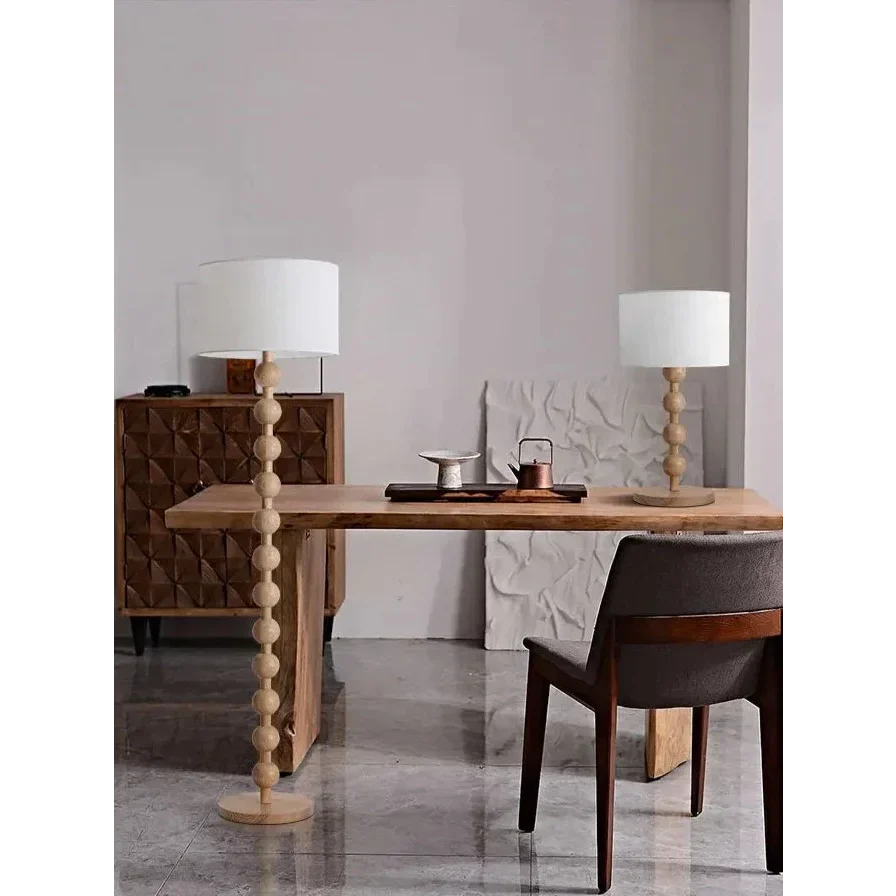 JAPANDI WOOD LINEN FLOOR LAMP SIRMIONE SERIES | TABLE & FLOOR LAMP